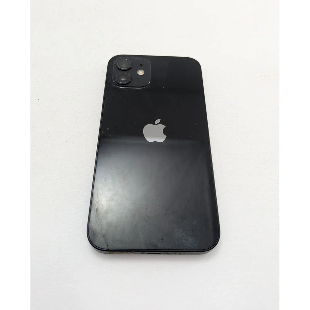 Apple iPhone 12 Black Unlocked Phone Otterbox Case CRACKED SCREEN 87% Battery